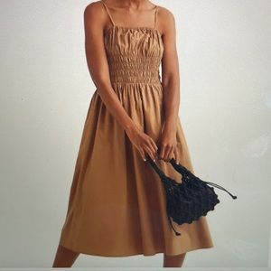 H&M smocked waist dress brown sizes us xs